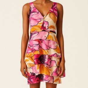 Anthropologie Moulinette Soeurs Fen Orchid Sleeveless Tiered Silk Dress Size 4